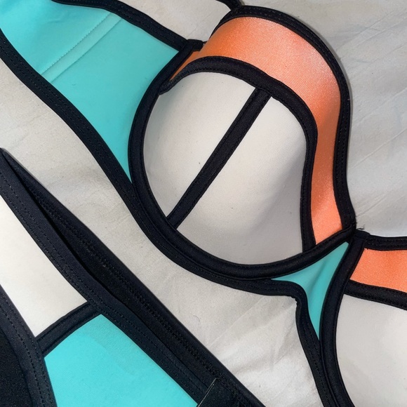Triangle Neoprene Colorblock Bikini - Picture 3 of 4